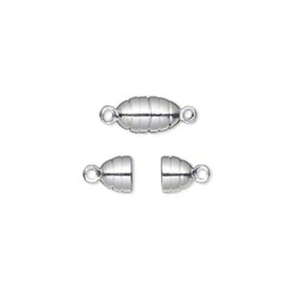 2 Sets Magnetic Necklace Bracelet Clasps Sleek Modern Silver Plated 10x5mm Oval